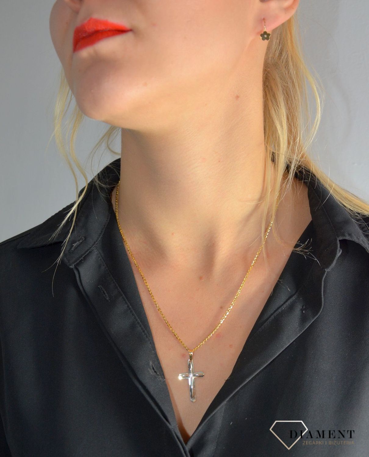 Złote kolczyki dla dziewczynki gładkie kwiatki z cyrkonią S2K000000-426.jpg