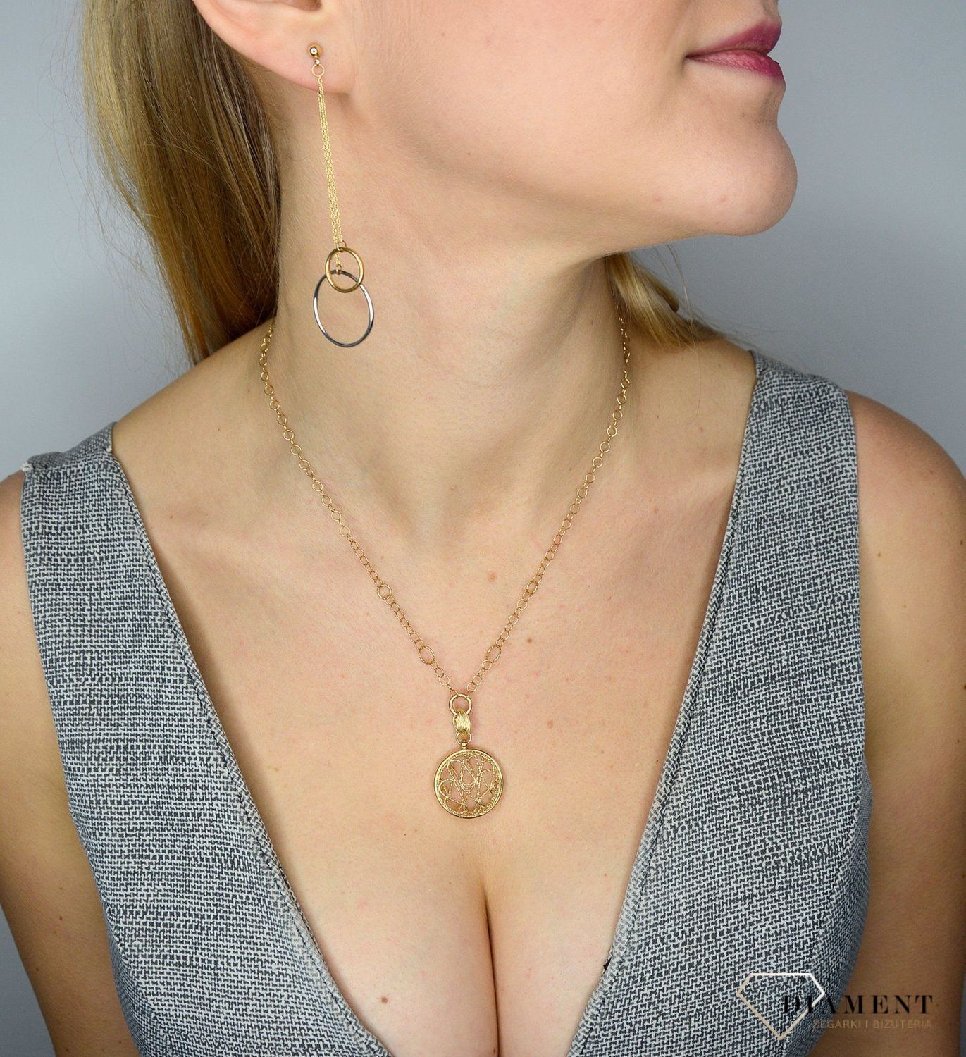 Kolczyki złote próby 585 kółeczka na łańcuszku S2K000000-441.jpg