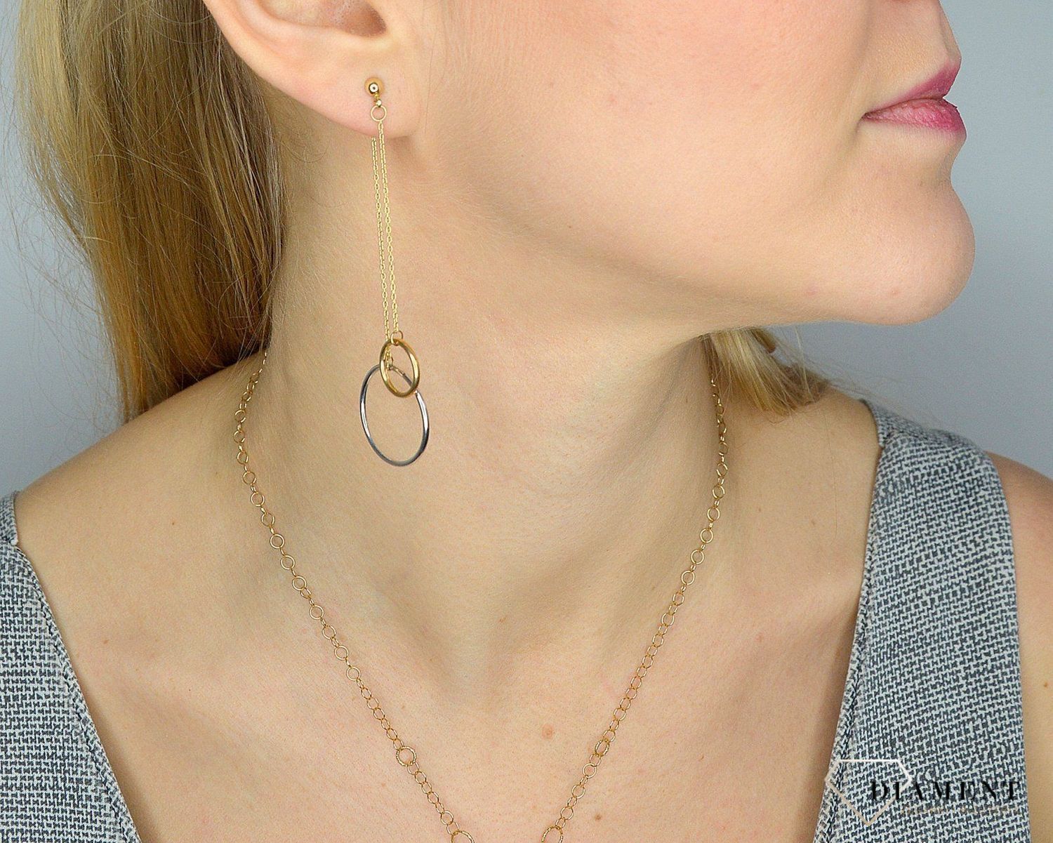 Kolczyki złote próby 585 kółeczka na łańcuszku S2K000000-441.jpg