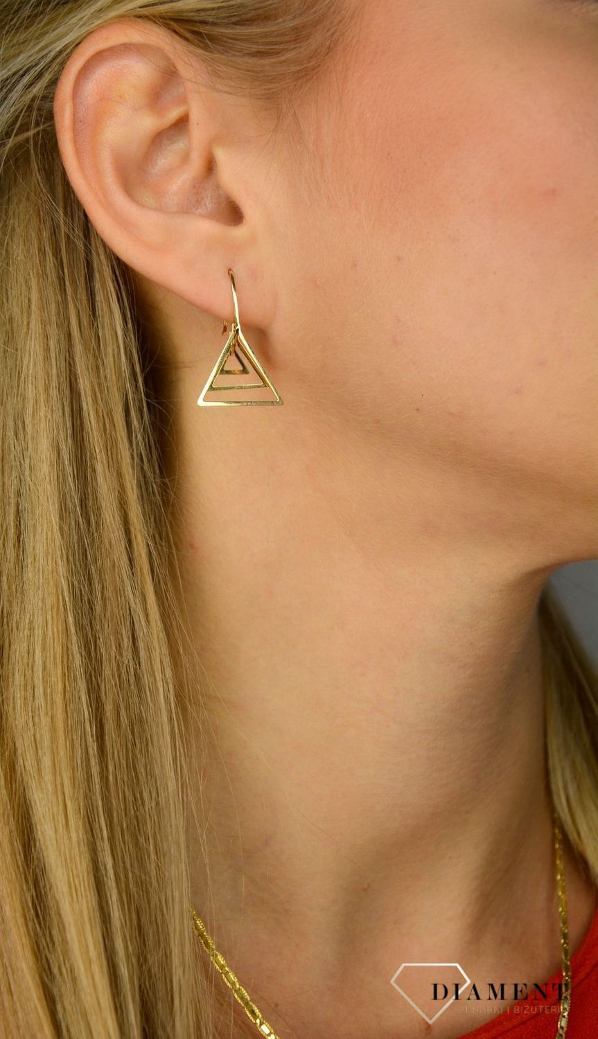 Złote kolczyki 585 wiszące trójkąty S2K000000-444 💎 Złote kolczyki wykonane z najwyższej jakości złota próby 585 💎 (3).JPG