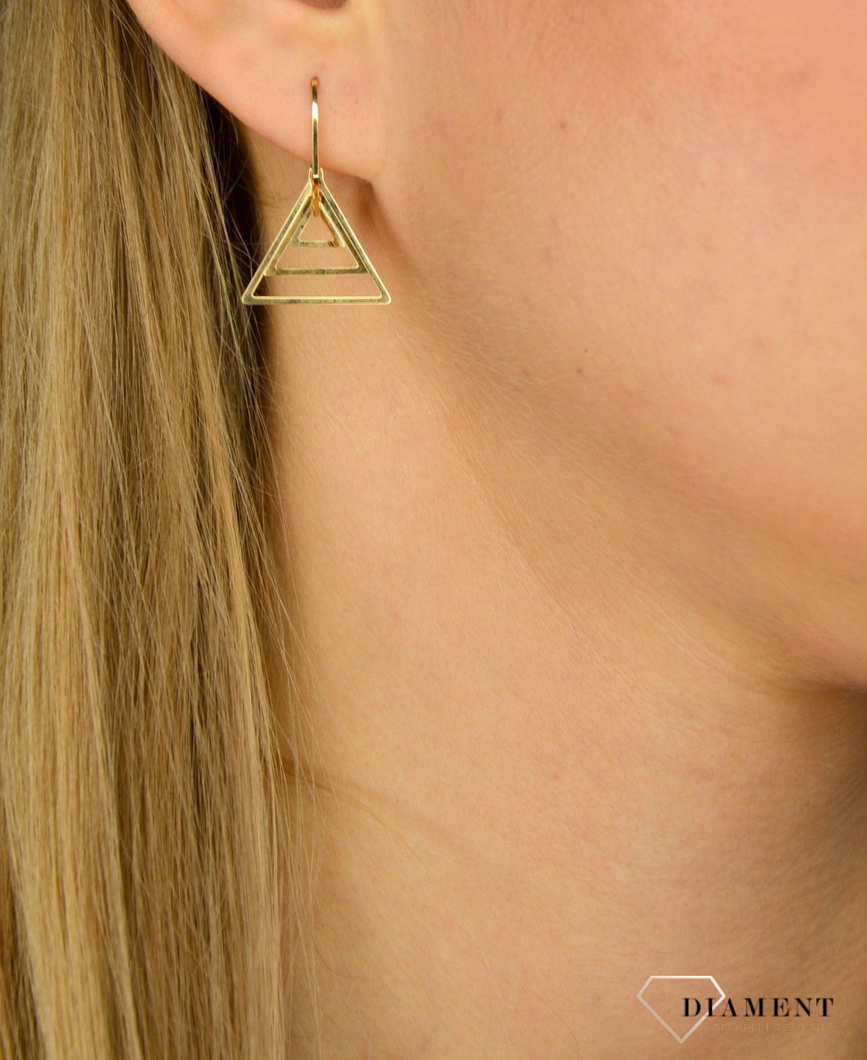 Złote kolczyki 585 wiszące trójkąty S2K000000-444 💎 Złote kolczyki wykonane z najwyższej jakości złota próby 585 💎 (3).JPG