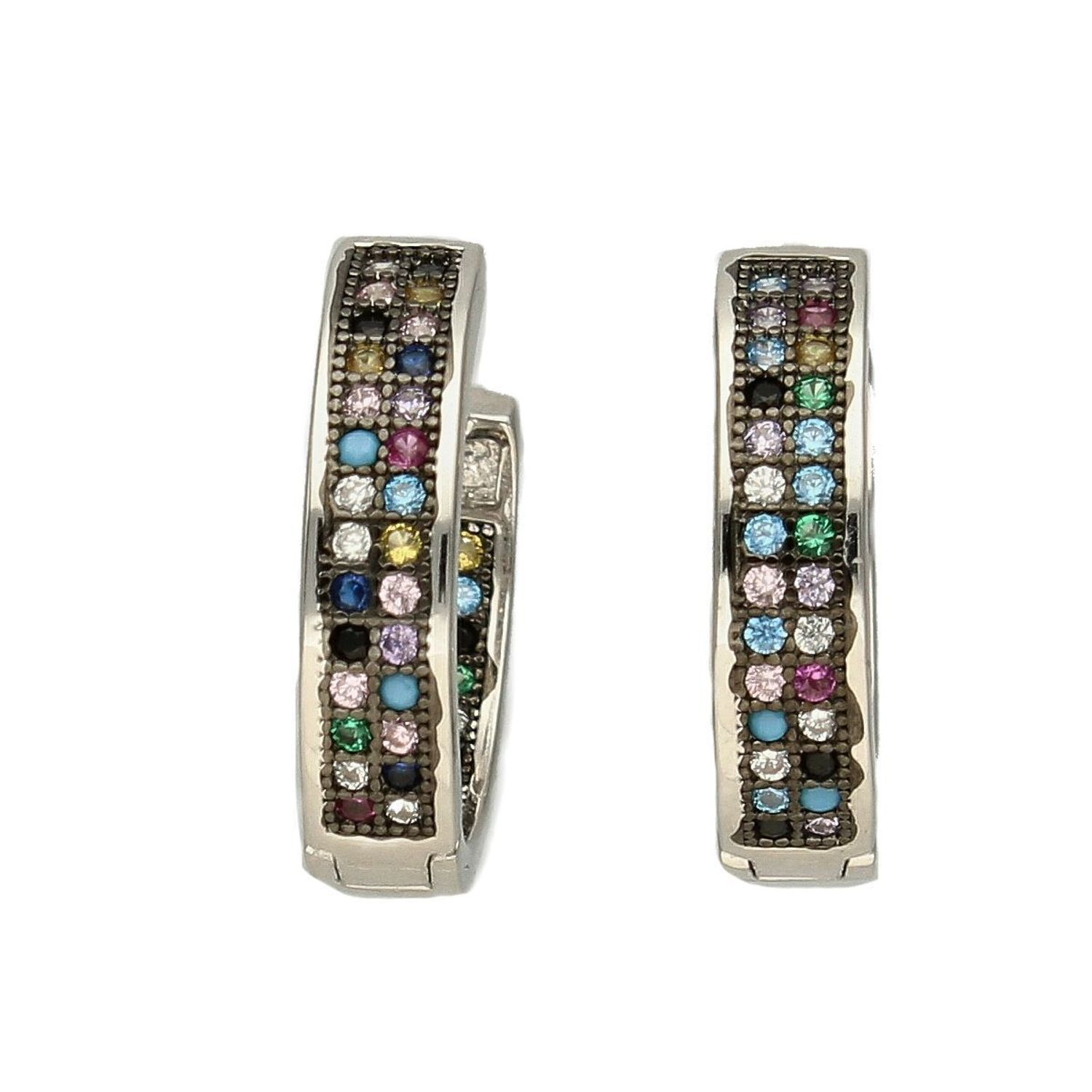 Srebrne kolczyki koła z kolorowymi cyrkoniami S2K000000-593✓Kolczyki Damskie w Sklepie z Biżuterią zegarki-diament.pl✓.jpg