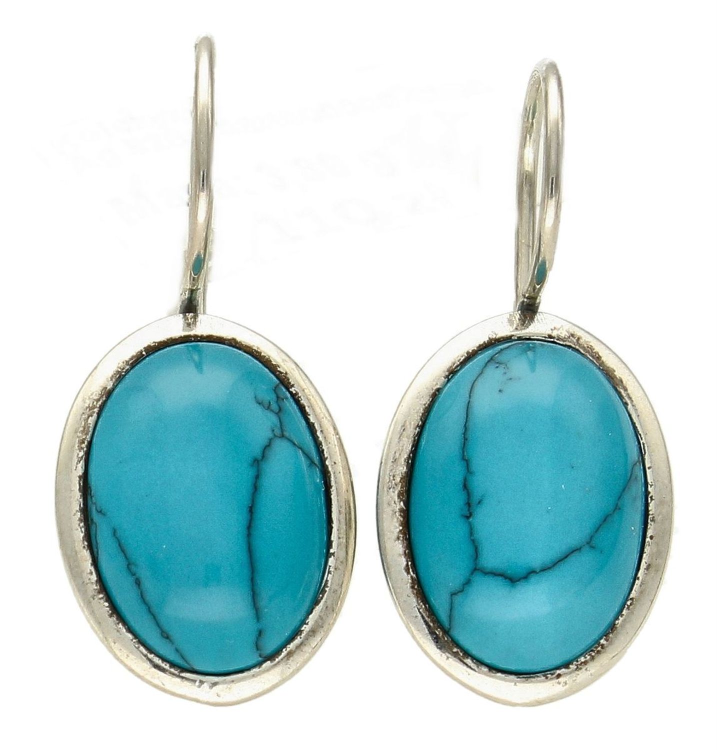 Srebrne kolczyki o owalnym kształcie wiszące z kamieniem turkusowym S2K000000-669A.jpg