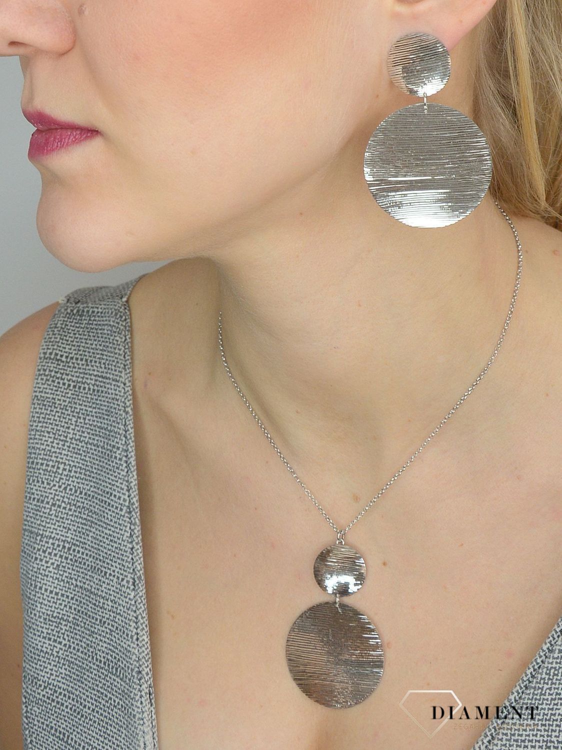 Srebrny naszyjnik 925 podwójne grawerowane koła S2N000000-049.jpg