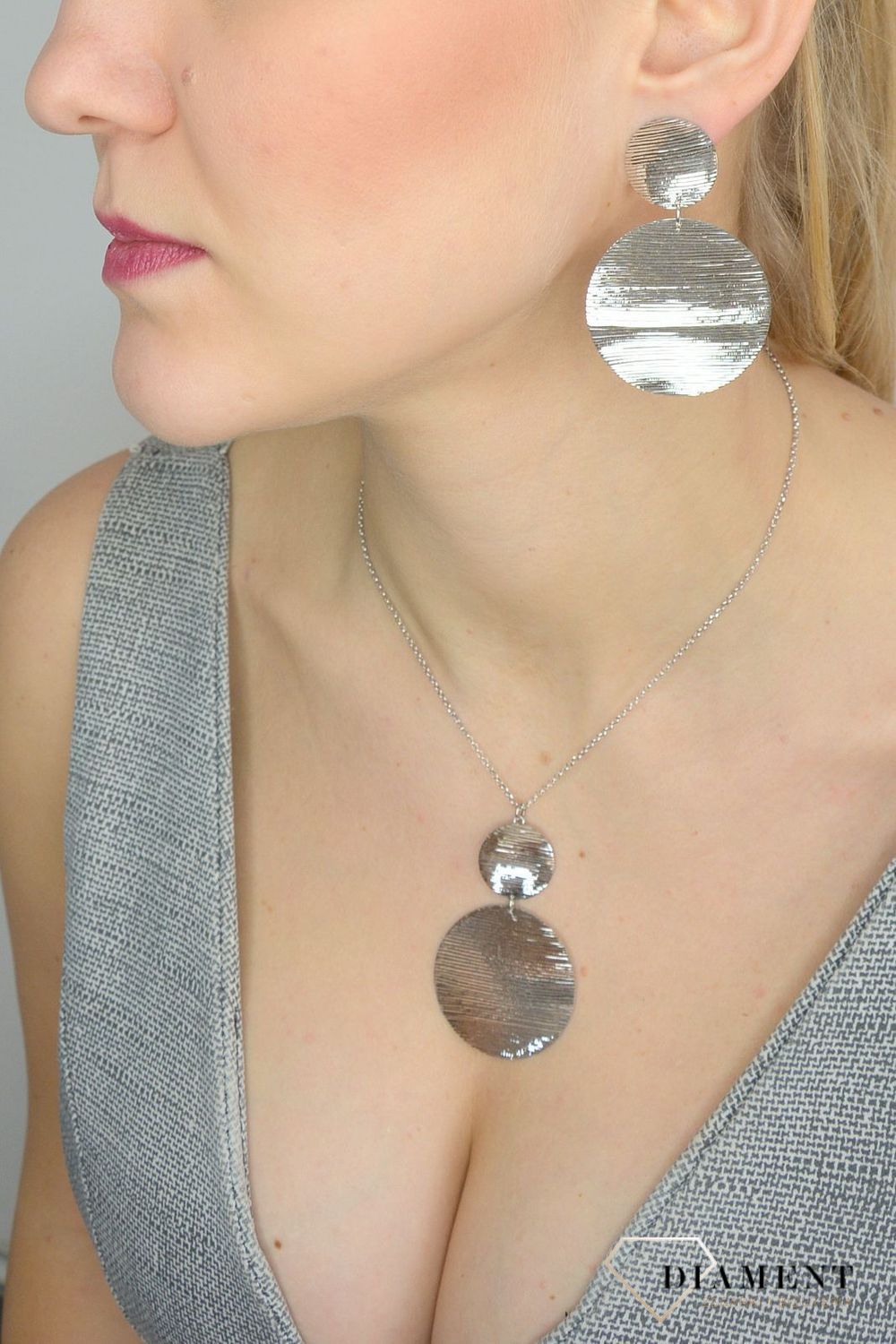 Srebrny naszyjnik 925 podwójne grawerowane koła S2N000000-049.jpg