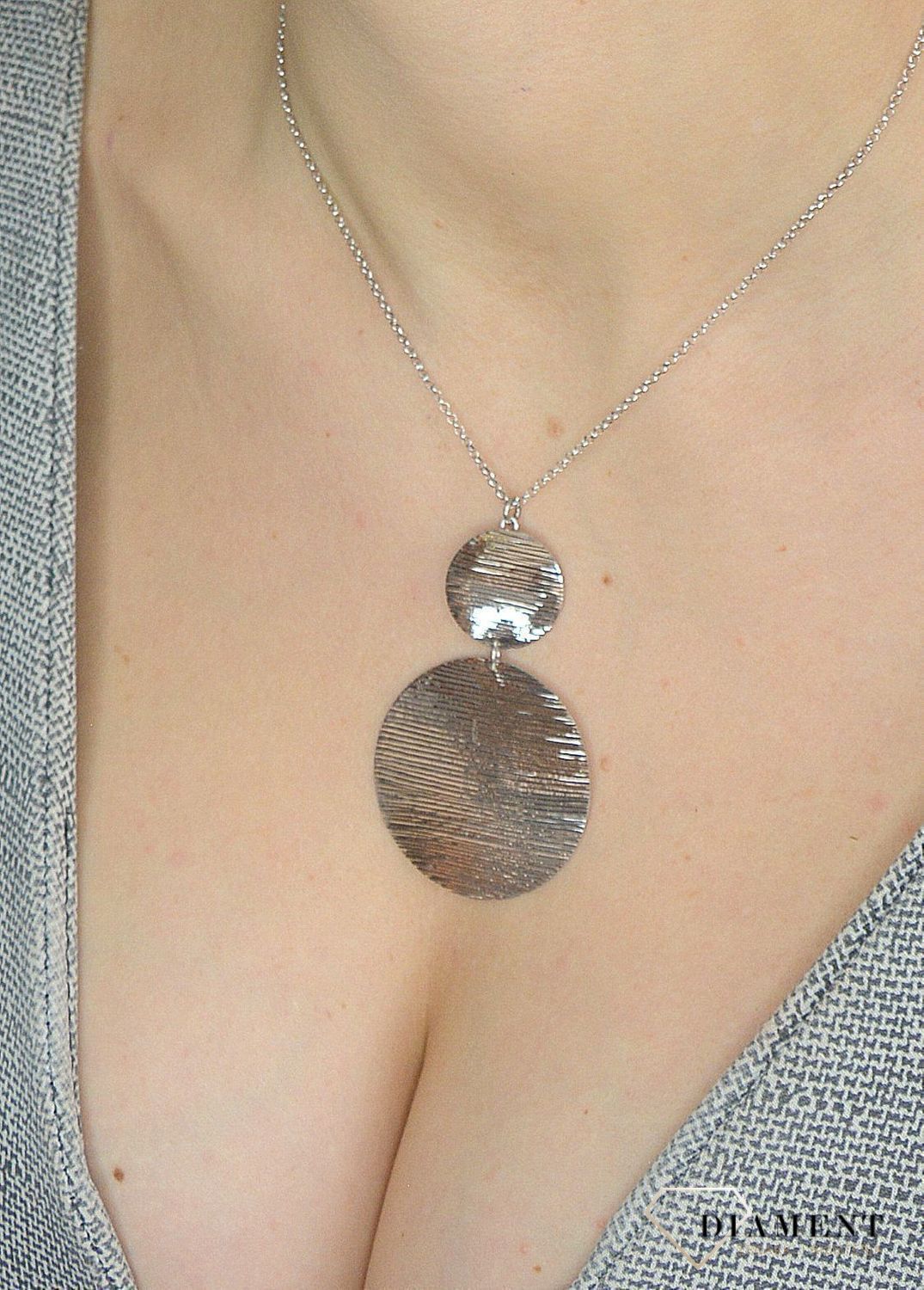 Srebrny naszyjnik 925 podwójne grawerowane koła S2N000000-049.jpg