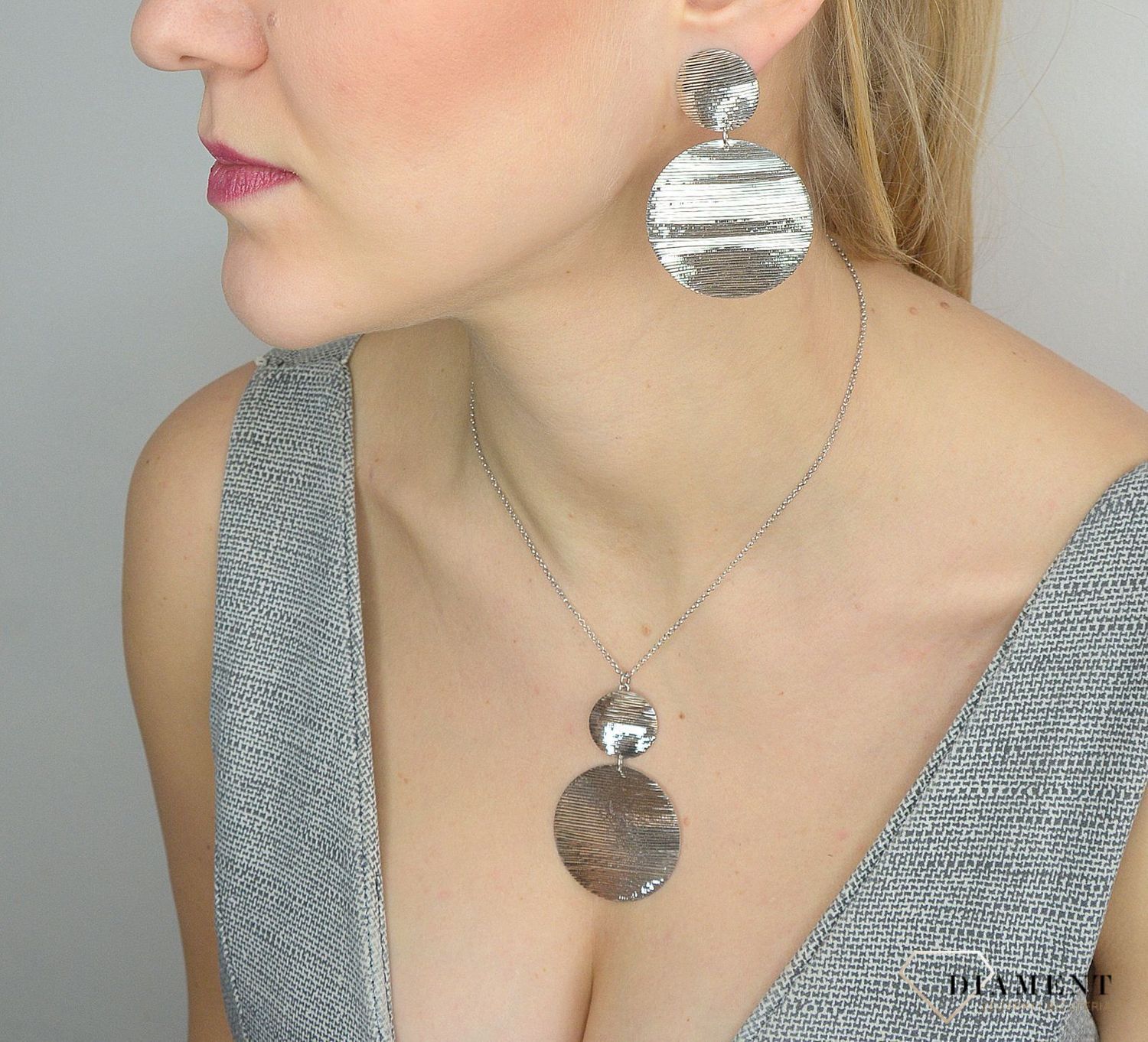 Srebrny naszyjnik 925 podwójne grawerowane koła S2N000000-049.jpg