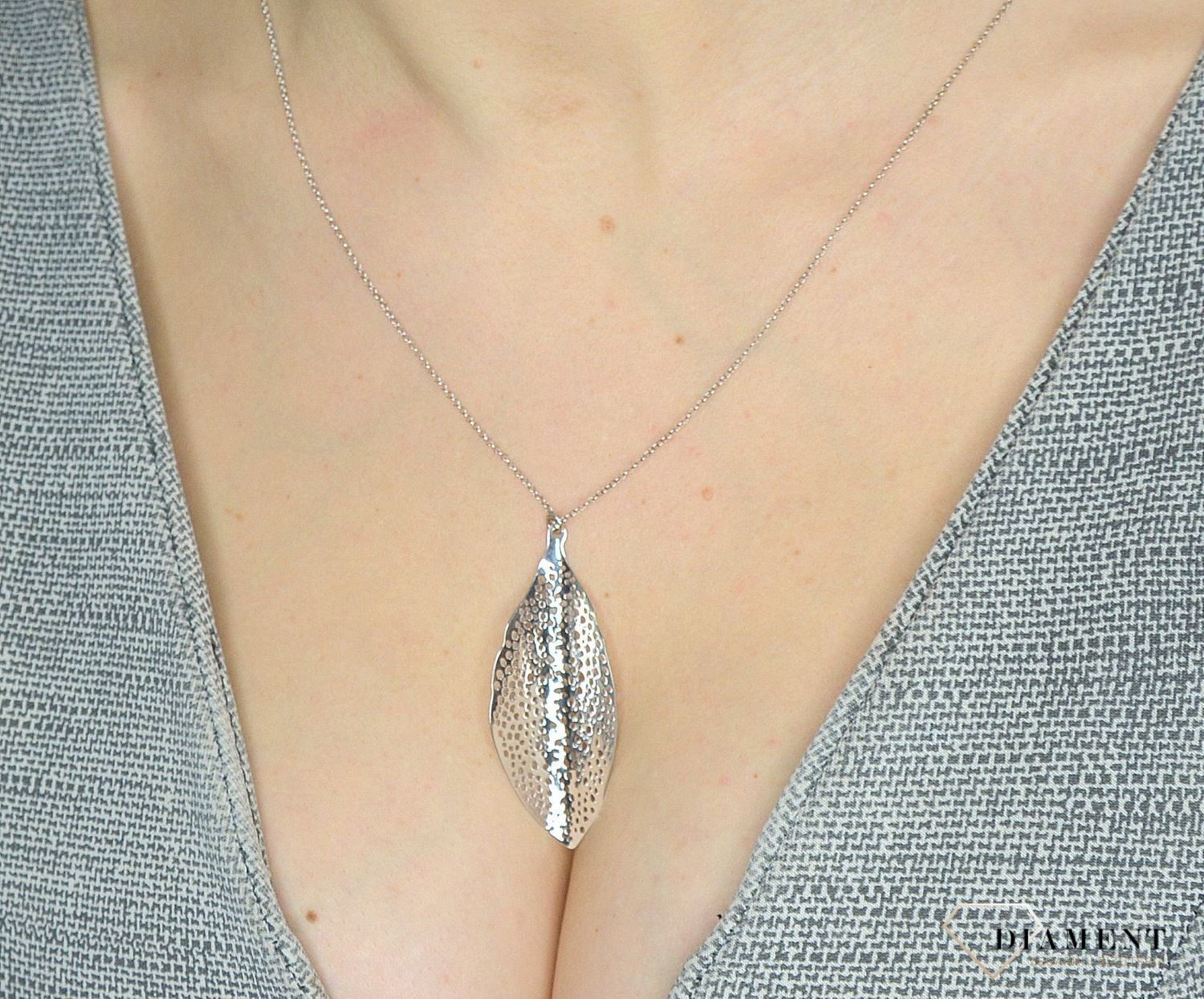 Srebrny naszyjnik damski z zawieszką - liść S2N000000-053✓Naszyjniki Damskie w Sklepie z Biżuterią zegarki-diament.pl.jpg