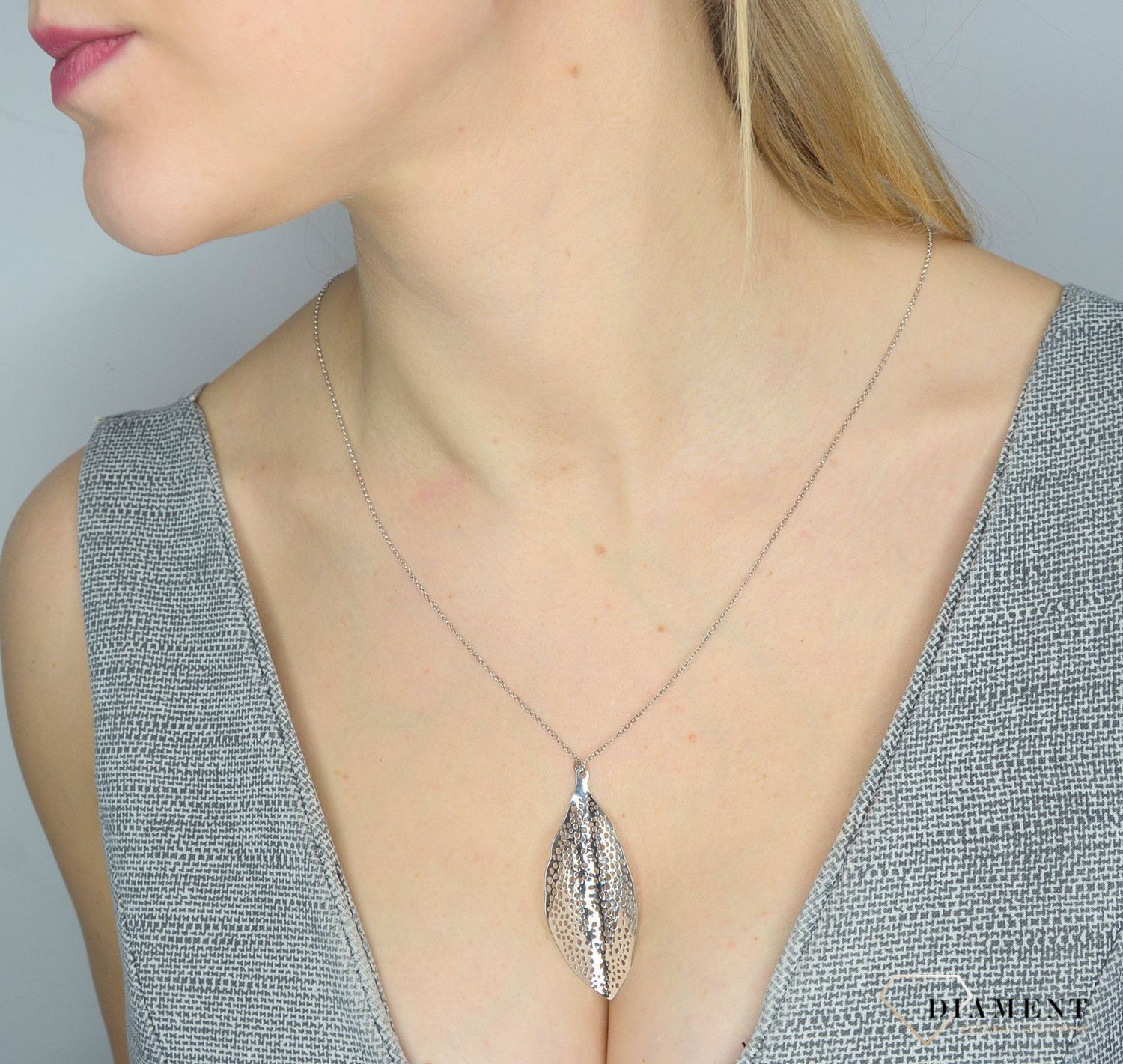 Srebrny naszyjnik damski z zawieszką - liść S2N000000-053✓Naszyjniki Damskie w Sklepie z Biżuterią zegarki-diament.pl.jpg