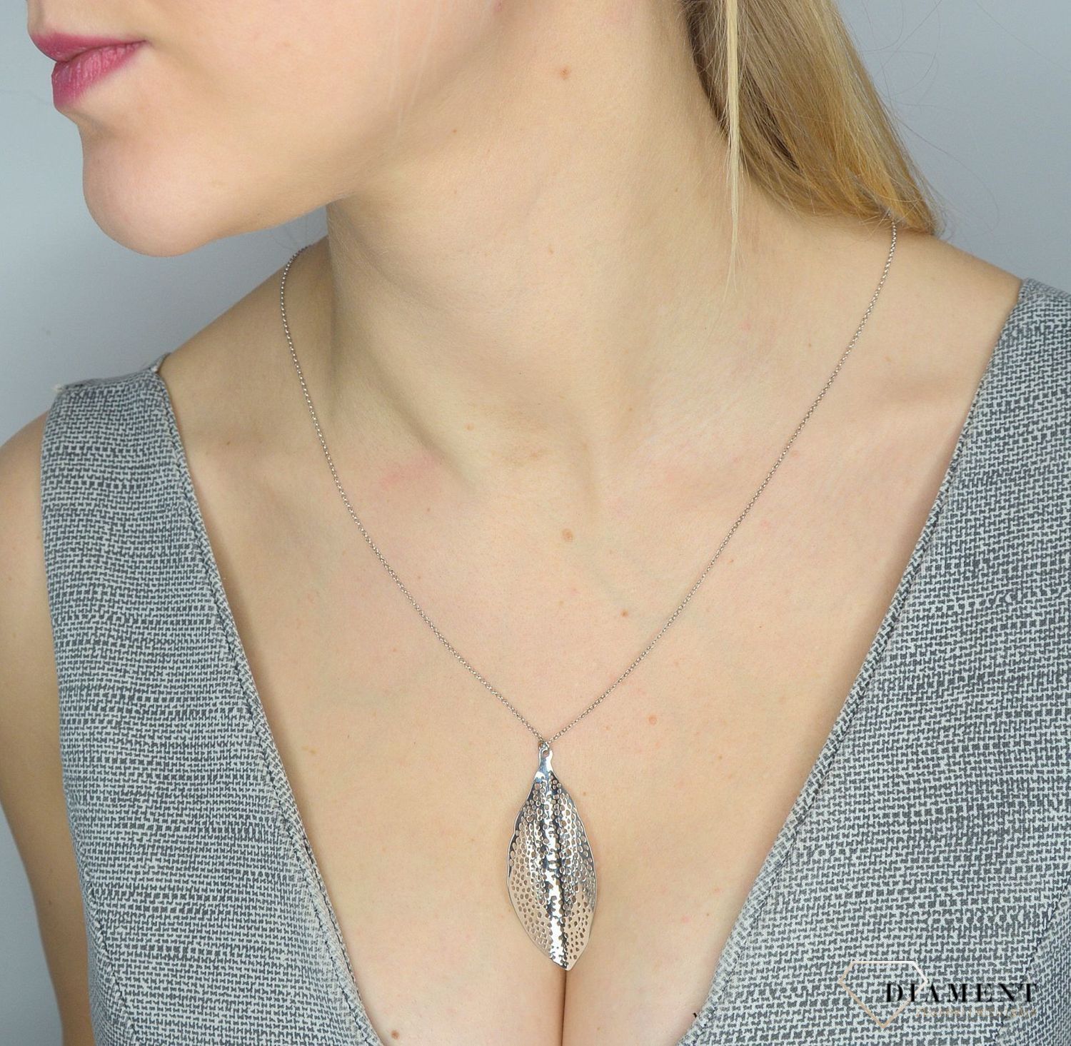 Srebrny naszyjnik damski z zawieszką - liść S2N000000-053✓Naszyjniki Damskie w Sklepie z Biżuterią zegarki-diament.pl.jpg