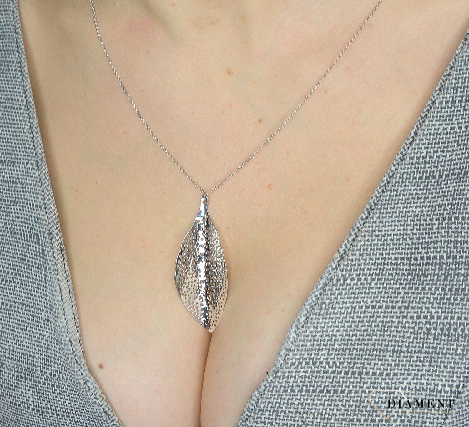 Srebrny naszyjnik damski z zawieszką - liść S2N000000-053✓Naszyjniki Damskie w Sklepie z Biżuterią zegarki-diament.pl.jpg