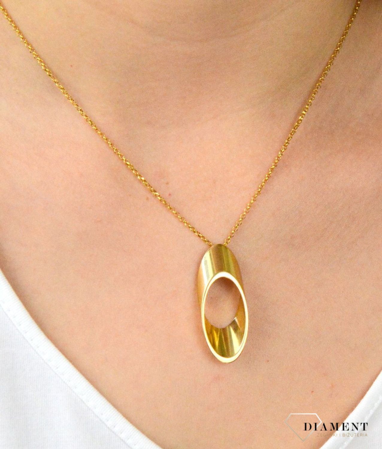 Naszyjnik srebrny pozłacany z zawieszką S2N000000-264. Naszyjnik srebrny pozłacany. Naszyjnik srebrny z dużą zawieszką. Naszyjnik pozłacany z owalną zawieszką. Naszyjnik srebrny pozłacany idealny na prezent.jpg