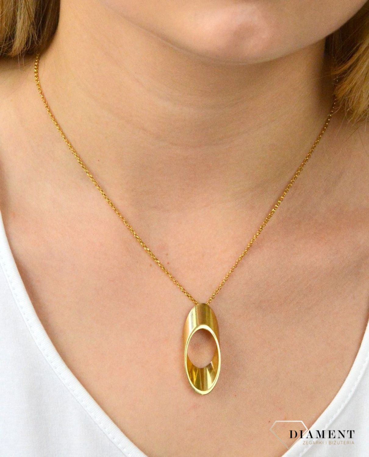 Naszyjnik srebrny pozłacany z zawieszką S2N000000-264. Naszyjnik srebrny pozłacany. Naszyjnik srebrny z dużą zawieszką. Naszyjnik pozłacany z owalną zawieszką. Naszyjnik srebrny pozłacany idealny na prezent.jpg