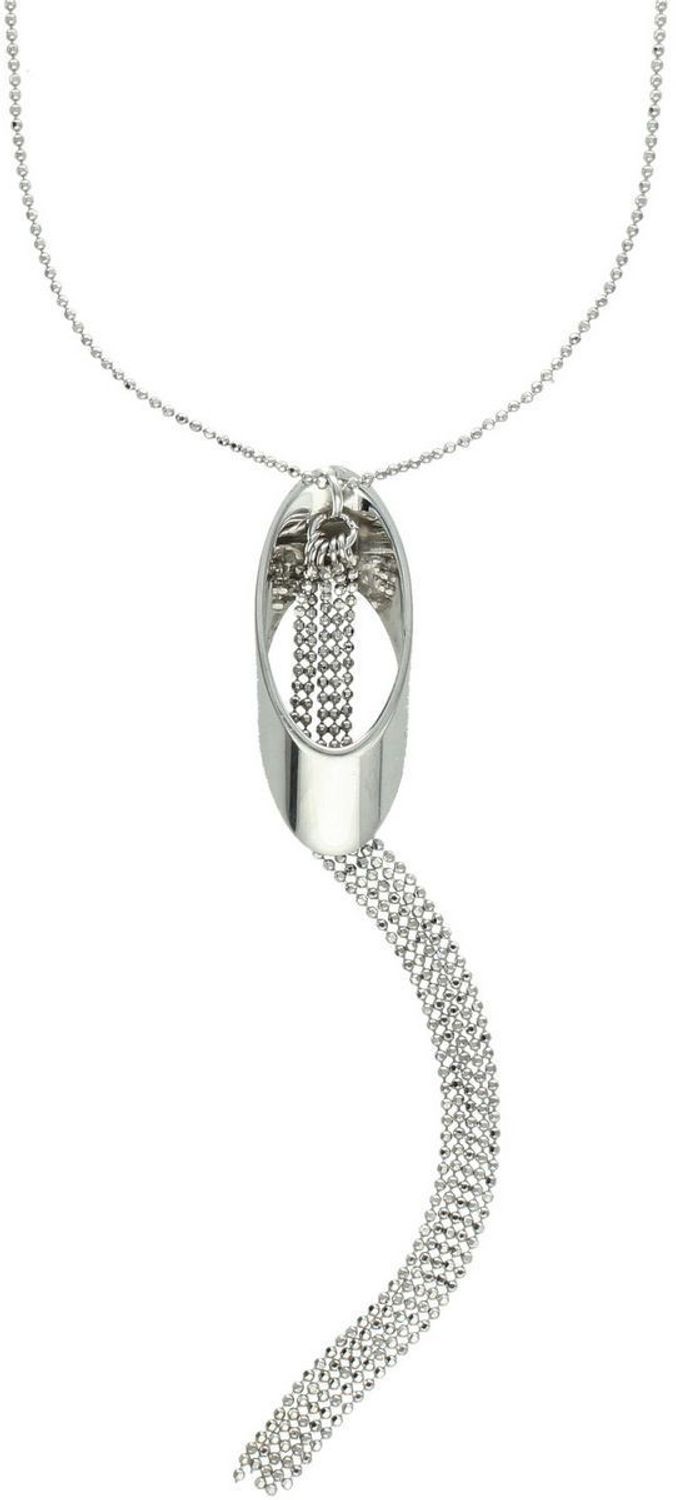 Naszyjnik srebrny S2N000000-292 z owalną zawieszką i wiszącymi łańcuszkami. Srebro próby 925, długość 39+4 cm, waga 9,65 g. Delikatny, elegancki dodatek idealny na każdą okazję.1.jpg