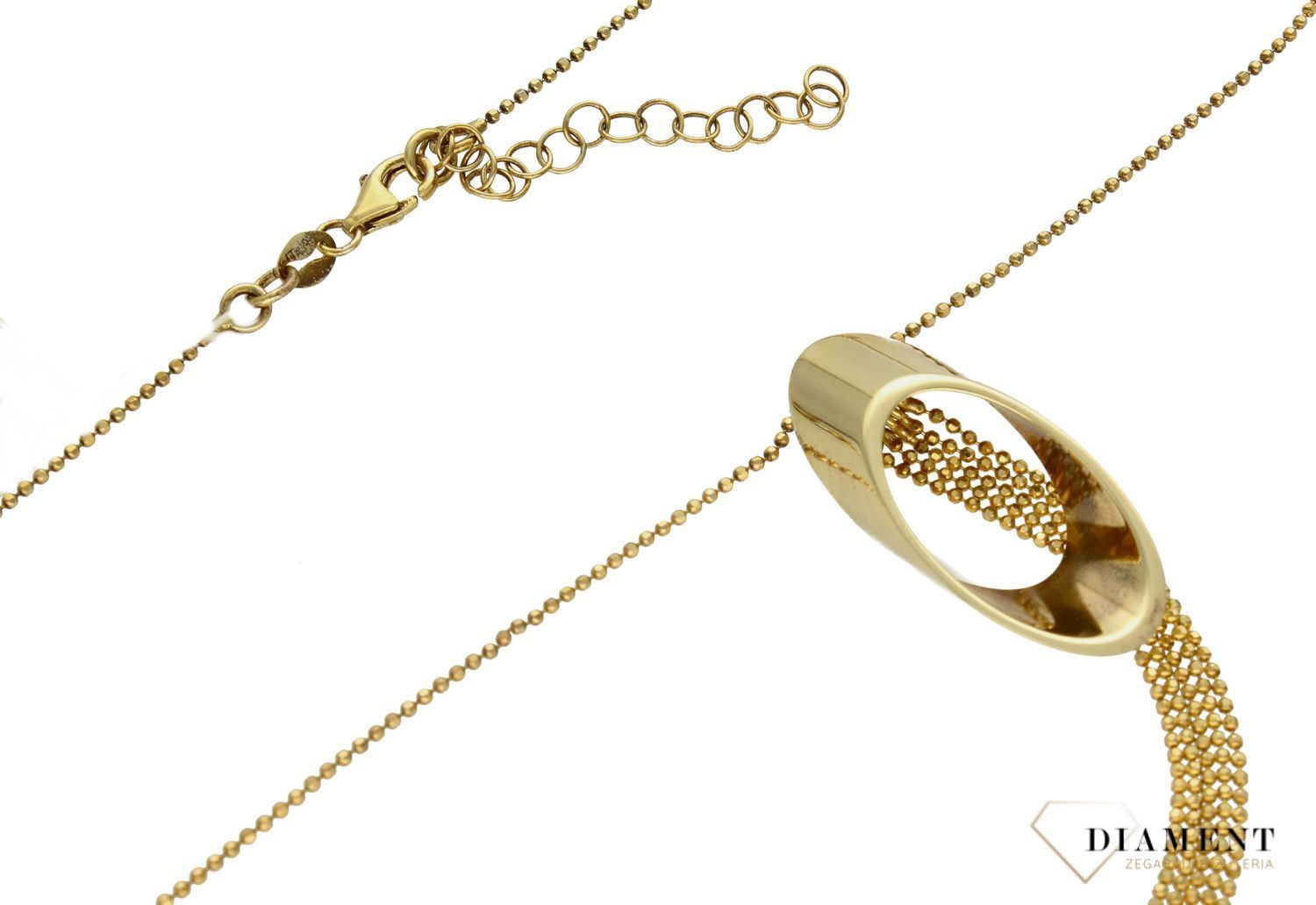 Naszyjnik srebrny damski celebrytka z owalną zawieszką pokryta złotem S2N000000-293. Naszyjnik wykonany z najwyższej próby srebra w połączeniu z modną zawieszką w kształcie owalu. Naszyjnik pozłacany idealny na prezent (2).jpg