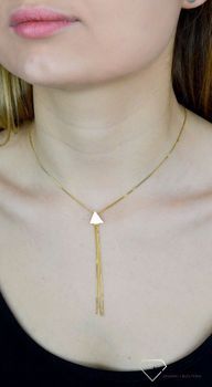 Srebrny naszyjnik damski krawatka pokryty złotem z trójkątem i łańcuszkami S2N000000-295 (1).JPG