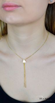 Srebrny naszyjnik damski krawatka pokryty złotem z trójkątem i łańcuszkami S2N000000-295 (2).JPG