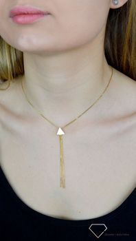 Srebrny naszyjnik damski krawatka pokryty złotem z trójkątem i łańcuszkami S2N000000-295 (3).JPG