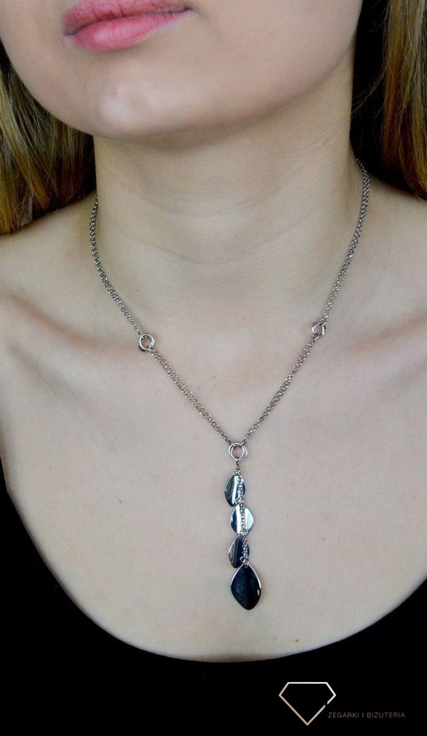 Srebrny naszyjnik damski krawatka Listki S2N000000-297. Taki prezent z pewnością przypadnie do gustu każdej modnej kobiecie. Ciężki srebrny naszyjnik. Stylowy damski naszyjnik typu krawatka..jpg