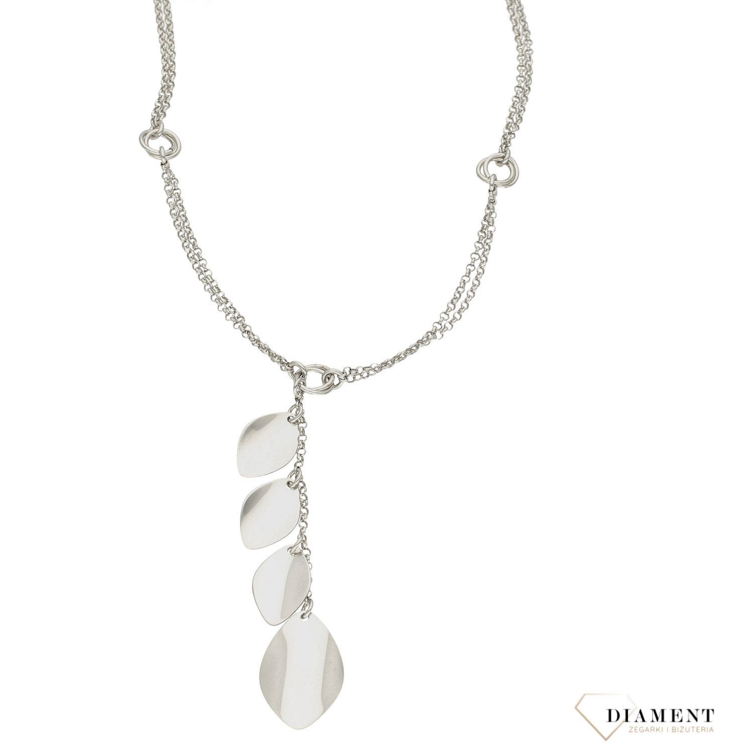 Srebrny naszyjnik damski krawatka Listki S2N000000-297. Taki prezent z pewnością przypadnie do gustu każdej modnej kobiecie. Ciężki srebrny naszyjnik. Stylowy damski naszyjnik typu krawatka..jpg