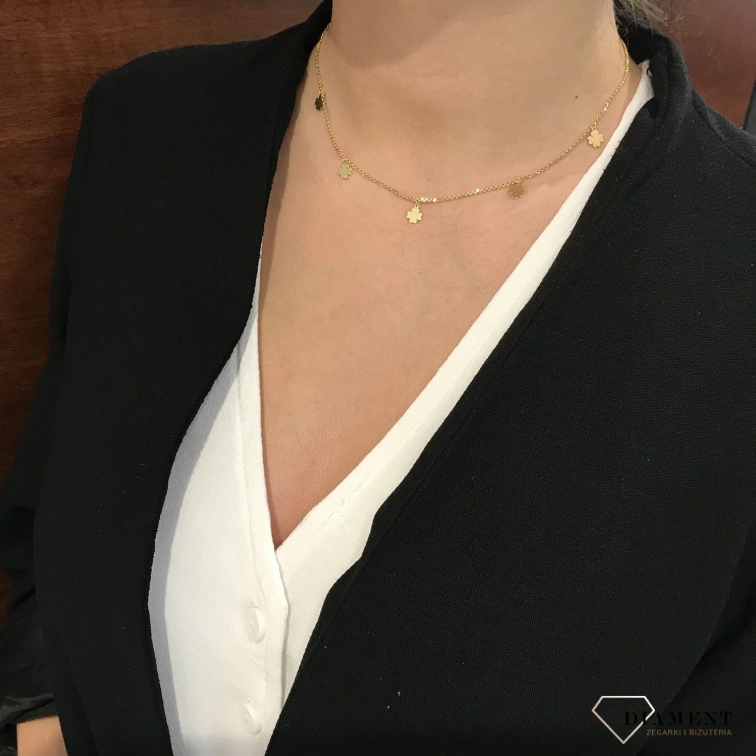 Naszyjnik choker złoty koniczynki S2N-490.jpg