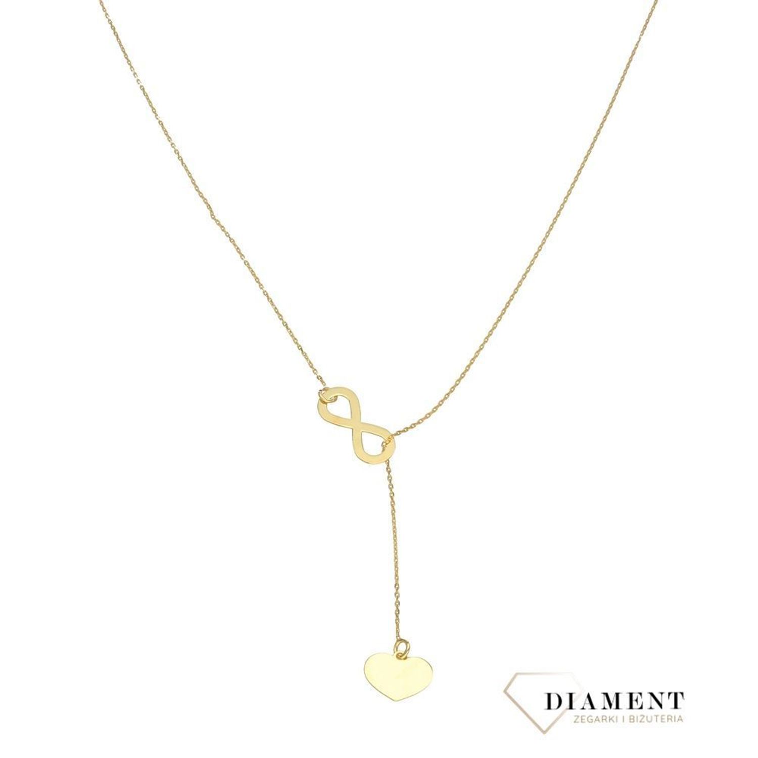 Złota celebrytka krawatka serce i nieskończoność S2N-496.jpg