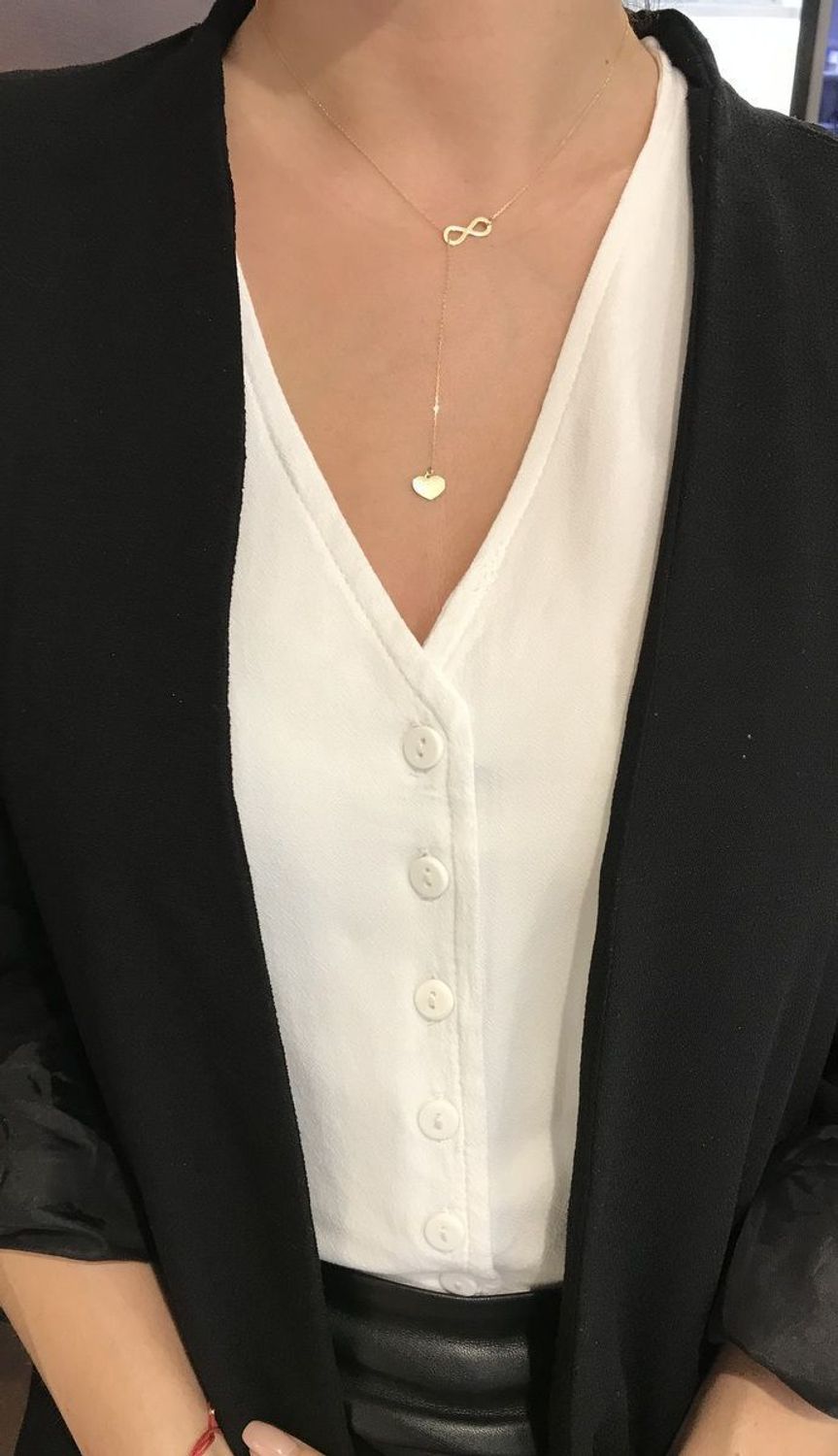 Złota celebrytka krawatka serce i nieskończoność S2N-496.jpg