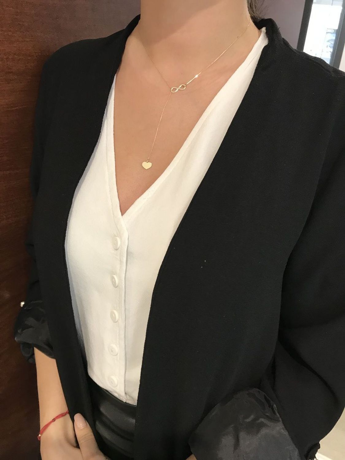 Złota celebrytka krawatka serce i nieskończoność S2N-496.jpg