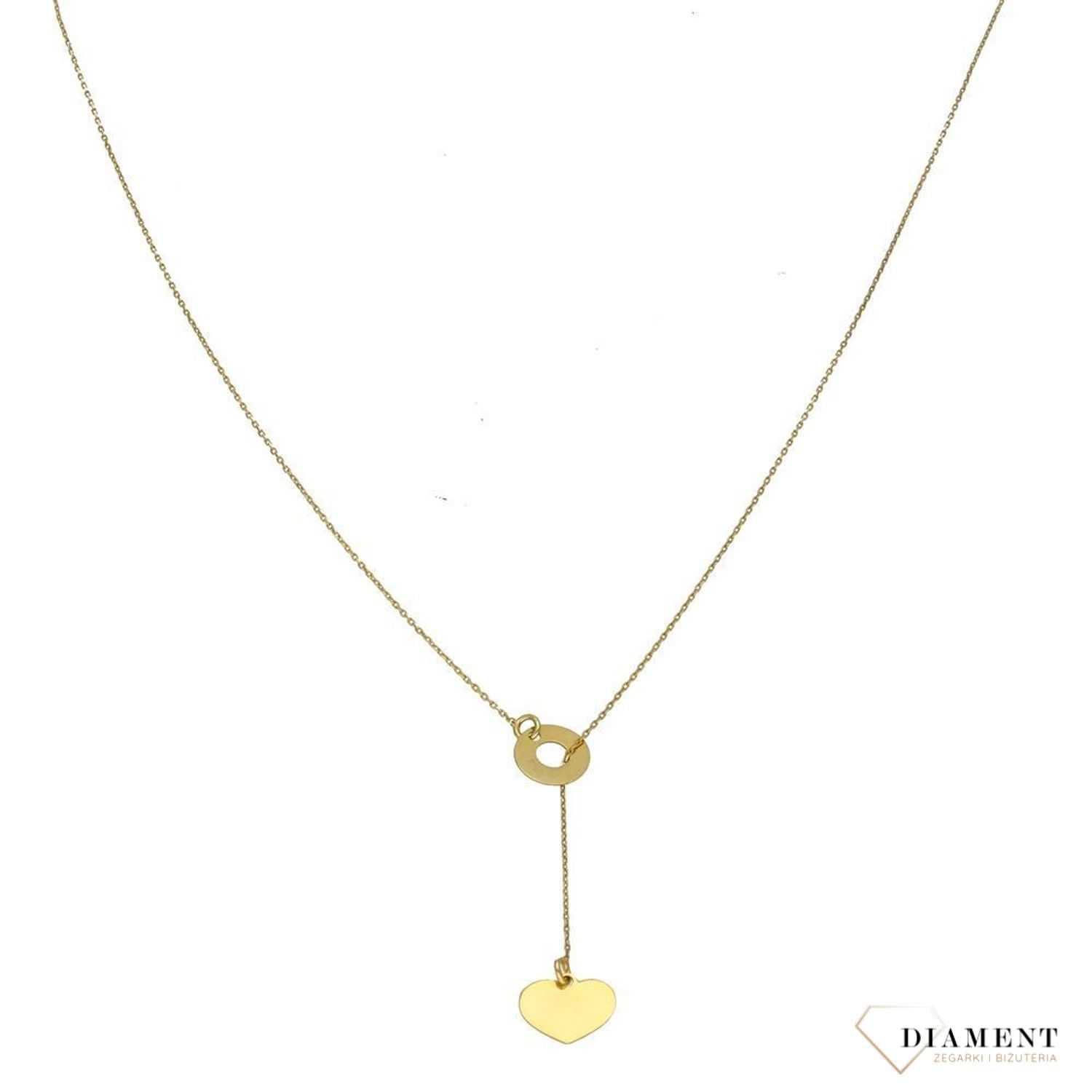 Naszyjnik celebrytka złota krawatka kółko z sercem 499.jpg