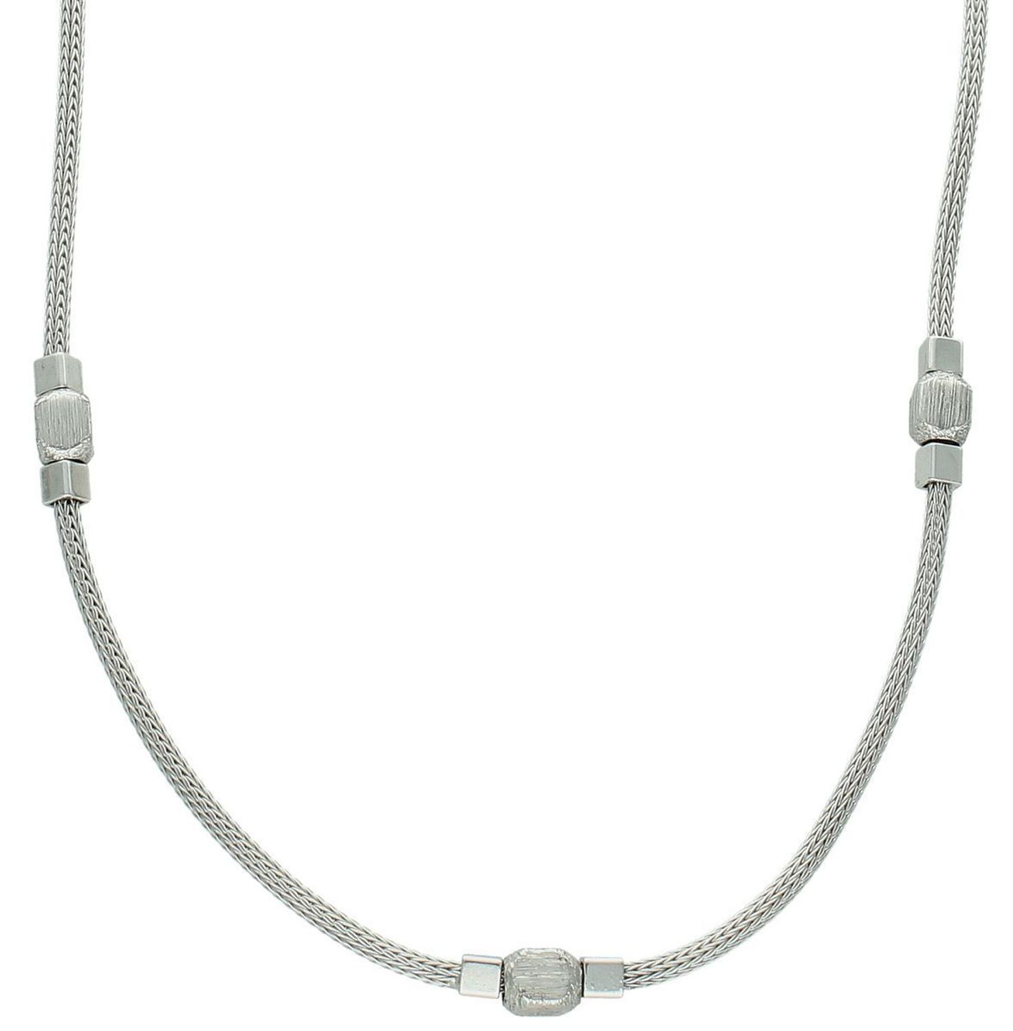 Naszyjnik damski srebrny 925 S2N000000-606 z ozdobnymi kosteczkami. Długość 45 + 3 cm, waga 7,45 g. Ponadczasowy styl, idealny do każdej stylizacji.1.jpg