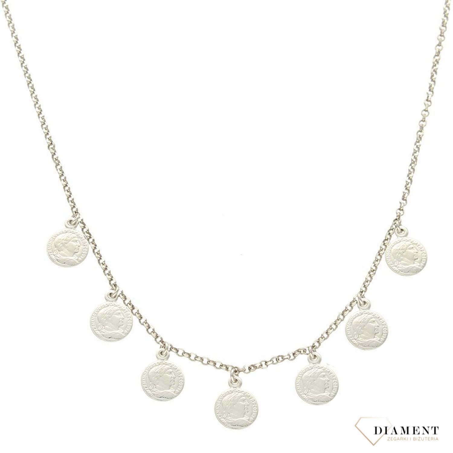 Naszyjnik wykonany z wysokiej jakości srebra z elementami ozdobnymi w postaci monetek. Zapraszamy na www.zegarki-diament.pl.jpg