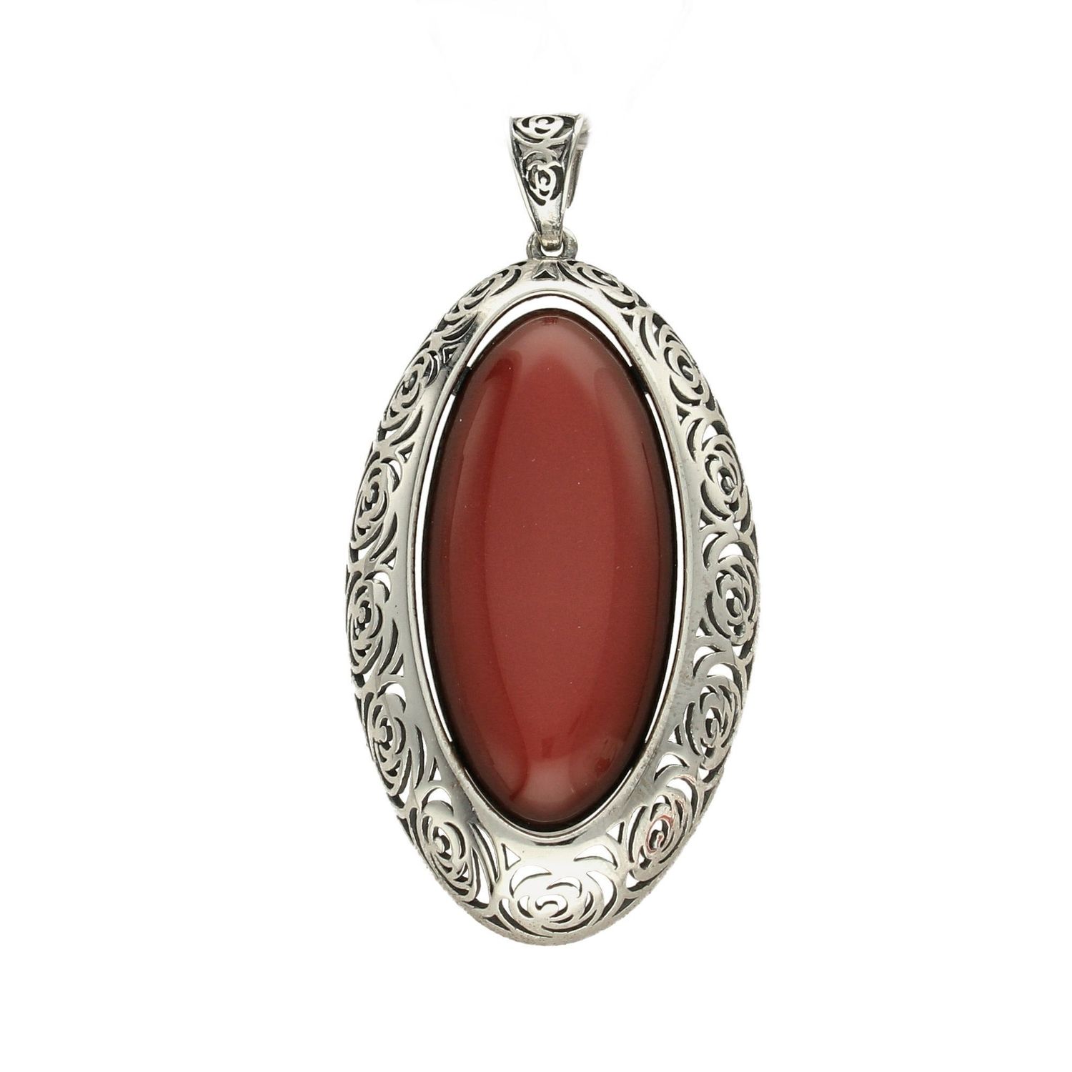 Zawieszka srebrna ' Duży, czerwony kamień'.jpg