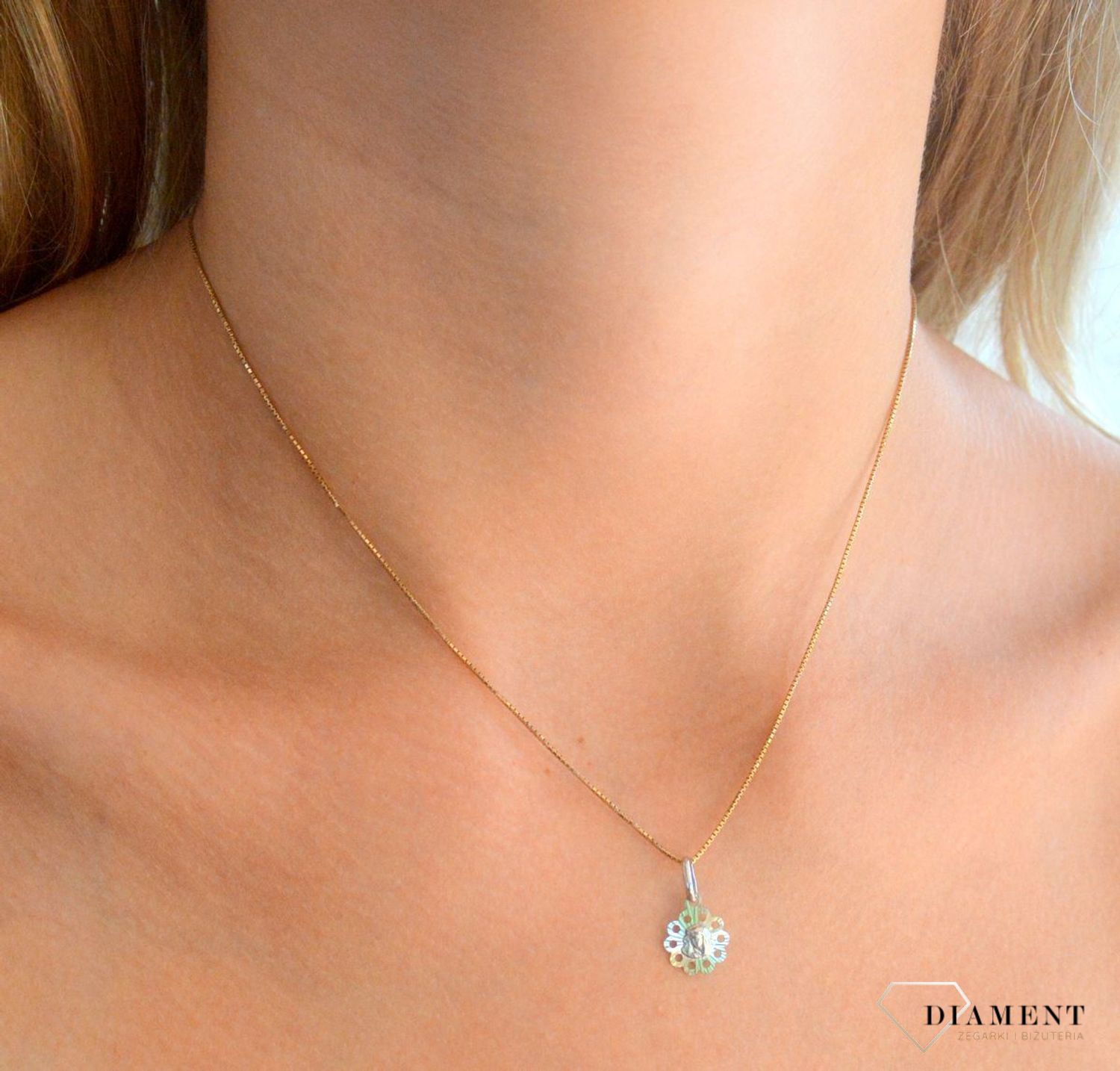 Złota zawieszka medalik Matka Boska Częstochowska DIA-ZAW-9004-585.jpg