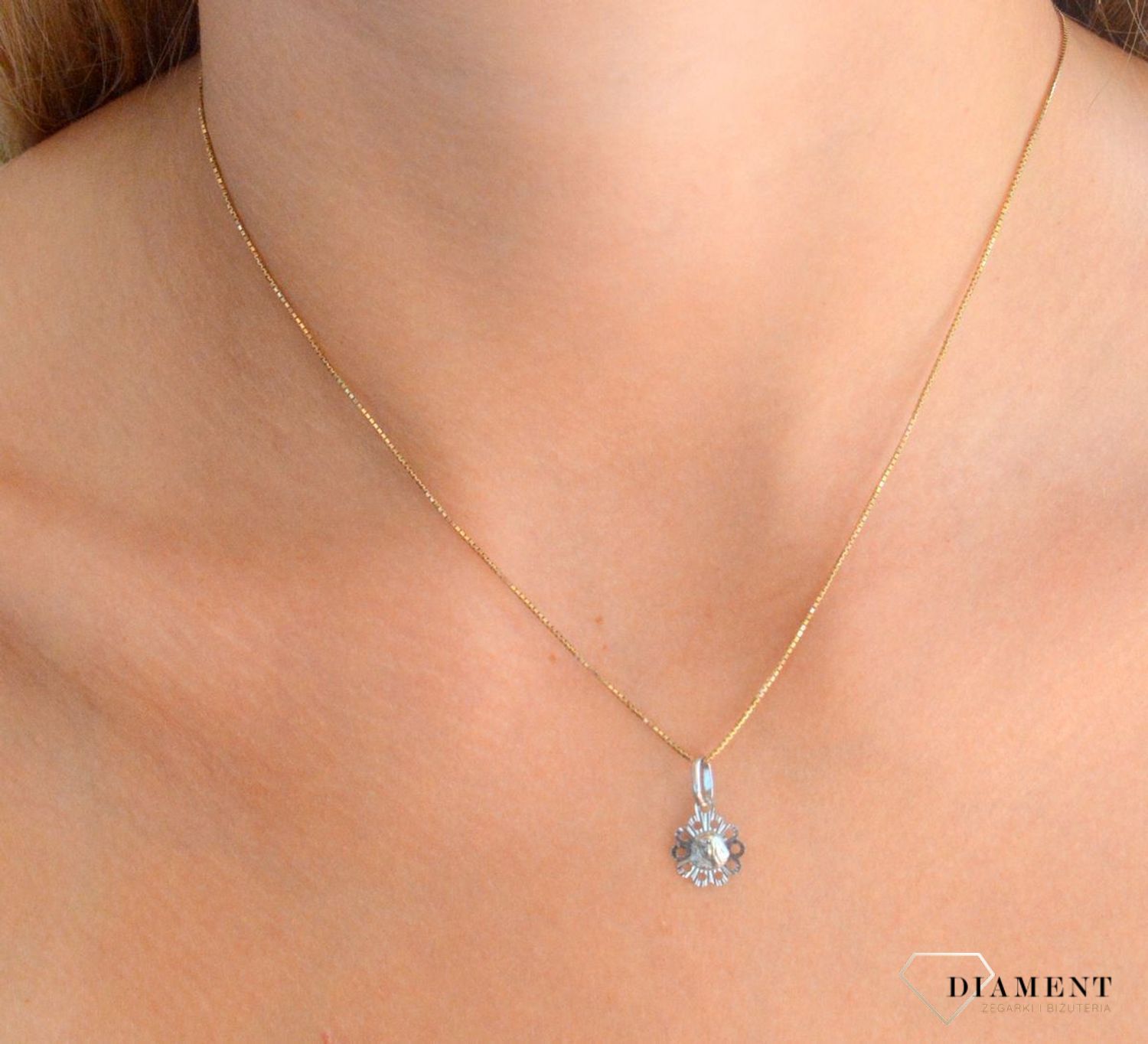 Złota zawieszka medalik Matka Boska Częstochowska DIA-ZAW-9004-585.jpg