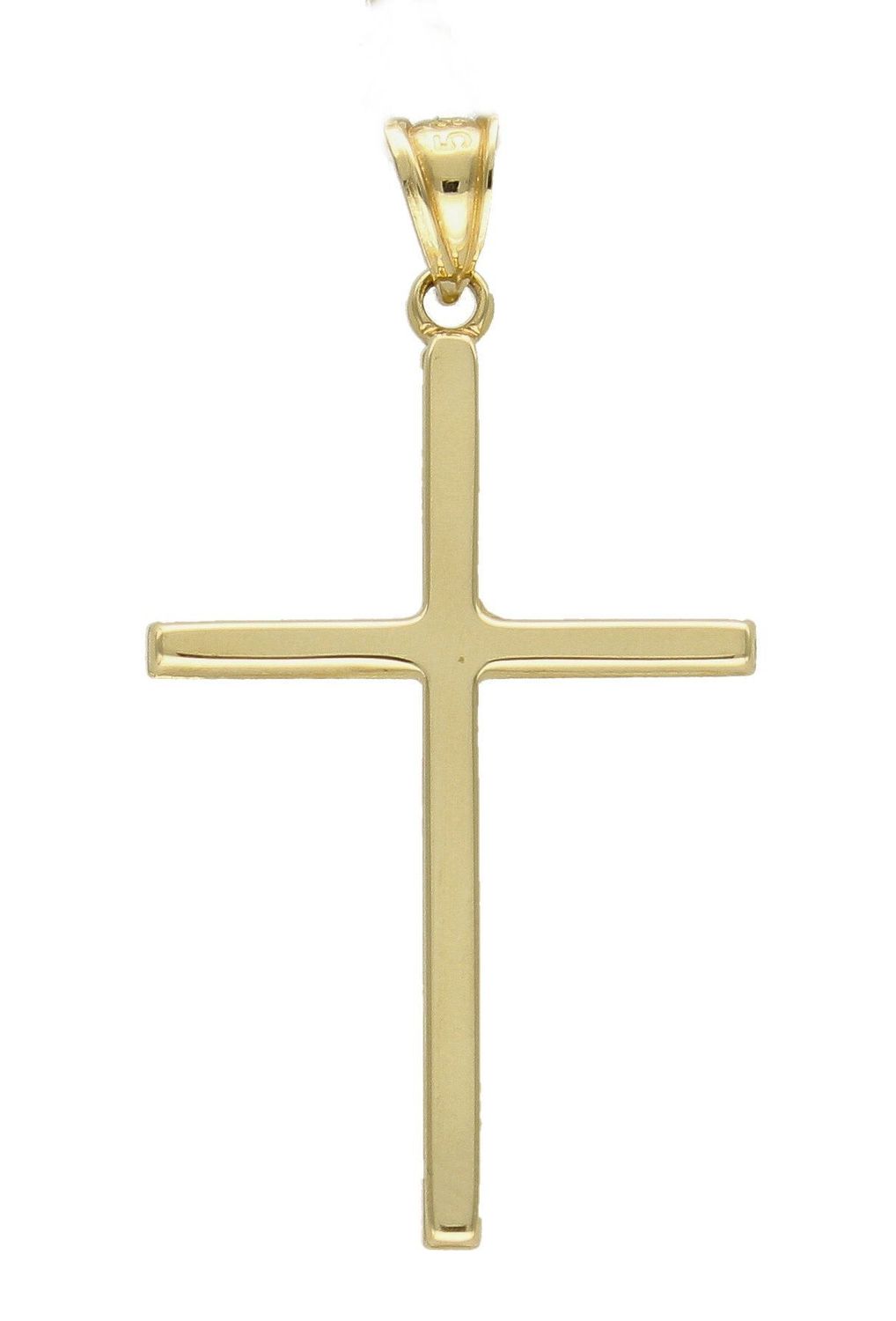 Złota zawieszka na łańcuszek krzyżyk prosty sześcienny S2Z000000-450. Złoty wisiorek krzyżyk to biżuteria sakralna, która sprawdzi się jako prezent na takie okazje jak chrzest, bierzmowanie czy komunia..jpg