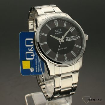 Zegarek męski na bransolecie QQ Superior S330-202 wykonany ze stali szlachetnej posiada fluoryzowane wskazówki.  (1).jpg