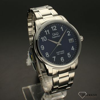 Zegarek męski na bransolecie stalowej z niebieską tarczą i białymi cyframi QQ S330-205 ⌚ Zegarki męski z bransoletą✓ Wymarzony prezent  (1).jpg