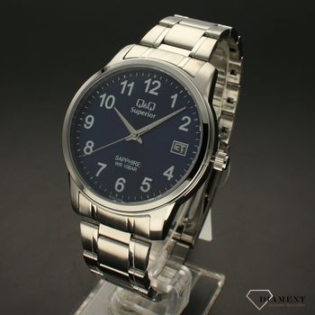 Zegarek męski na bransolecie stalowej z niebieską tarczą i białymi cyframi QQ S330-205 ⌚ Zegarki męski z bransoletą✓ Wymarzony prezent  (2).jpg