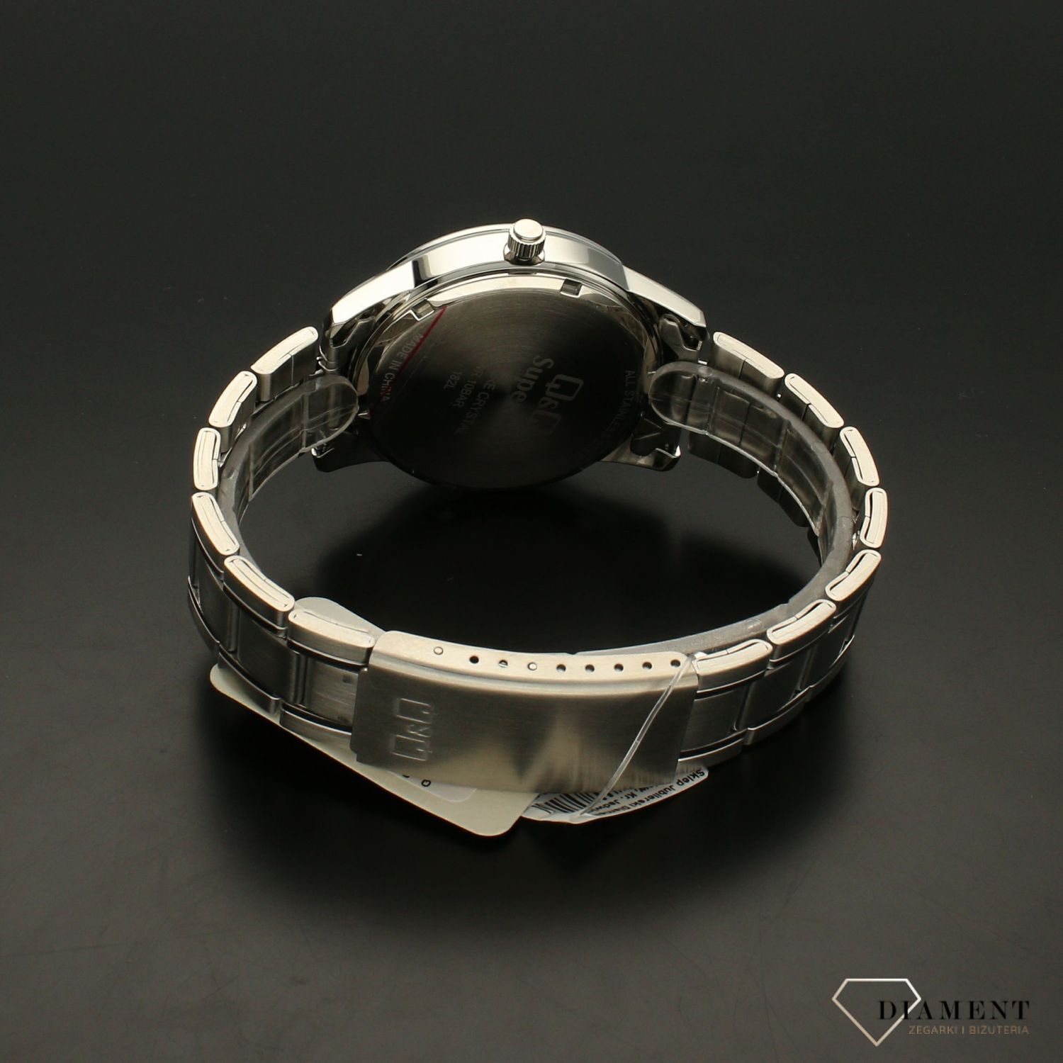 Zegarek męski na bransolecie stalowej z niebieską tarczą i białymi cyframi QQ S330-205 ⌚.webp