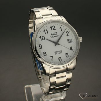 Zegarek męski na bransolecie stalowej z białą tarczą i czarnymi cyframi QQ S330-214 ⌚ Zegarki męski z bransoletą✓ Wymarzony prezent  (1).jpg
