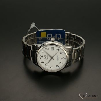 Zegarek męski na bransolecie stalowej z białą tarczą i czarnymi cyframi QQ S330-214 ⌚ Zegarki męski z bransoletą✓ Wymarzony prezent  (3).jpg