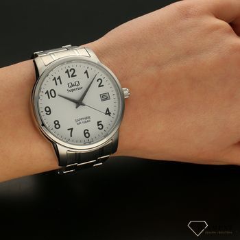 Zegarek męski na bransolecie stalowej z białą tarczą i czarnymi cyframi QQ S330-214 ⌚ Zegarki męski z bransoletą✓ Wymarzony prezent  (5).jpg