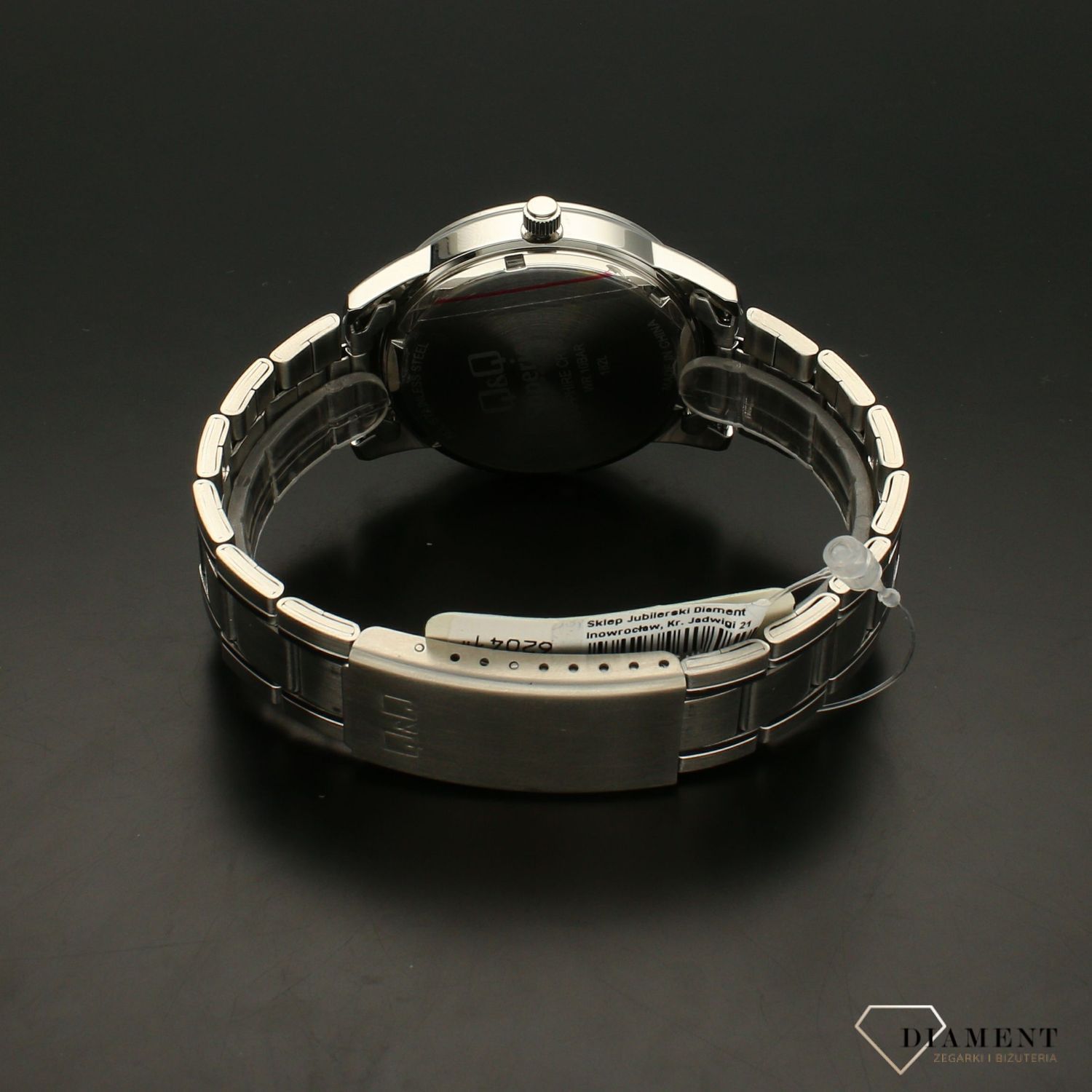 Zegarek męski na bransolecie stalowej z białą tarczą i czarnymi cyframi QQ S330-214 ⌚.webp