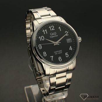 Zegarek męski na bransolecie stalowej z czarną tarczą i białymi cyframi QQ S330-215 ⌚ Zegarki męski z bransoletą✓ Wymarzony prezent ✓ Prezent z grawerem (1).jpg