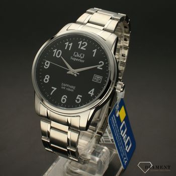 Zegarek męski na bransolecie stalowej z czarną tarczą i białymi cyframi QQ S330-215 ⌚ Zegarki męski z bransoletą✓ Wymarzony prezent ✓ Prezent z grawerem (2).jpg