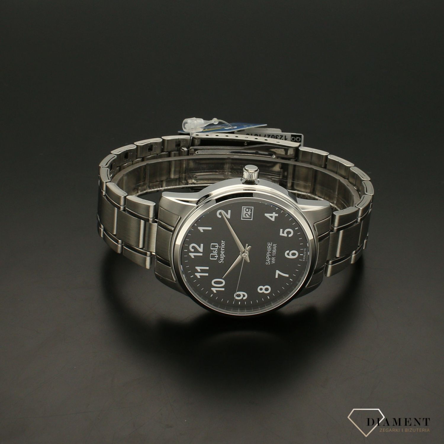 Zegarek damski na bransolecie stalowej z niebieską tarczą i białymi cyframi QQ S330-215 ⌚.webp