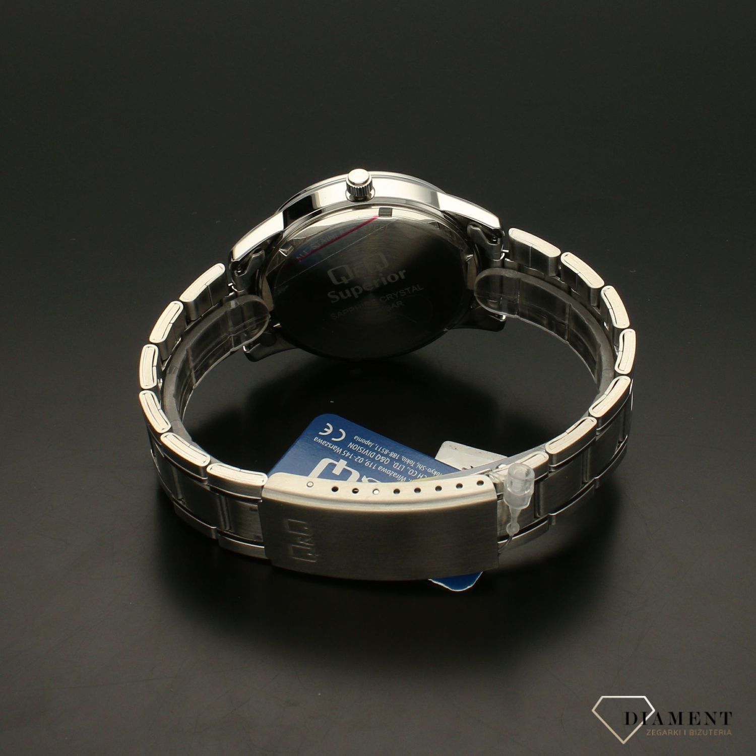 Zegarek damski na bransolecie stalowej z niebieską tarczą i białymi cyframi QQ S330-215 ⌚.webp