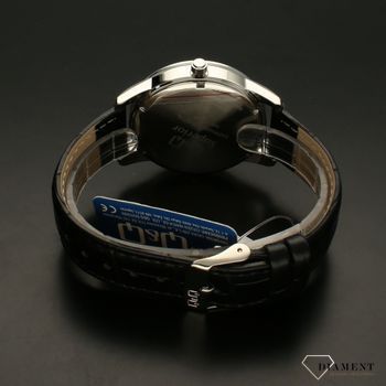 Elegancki zegarek męski na czarnym pasku skórzanym  z białą tarczą QQ S330-304 ⌚ Zegarki męski na pasku✓ Wymarzony prezent  (4).jpg