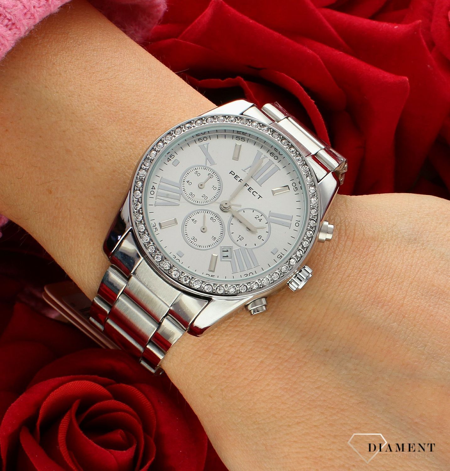 Damski zegarek Perfect srebrny S386-01 typu MK Chronograph. kup Damski Zegarek Kwarcowy w Zegarki-diament.pl perfect wodoszczelność 30m = WR30 ☝ taniej - Najwięcej ofert w jednym miejscu. Grawer gratis. Modny zegarek damski.jpg