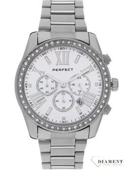 Damski zegarek Perfect srebrny S386-01 typu MK Chronograph. kup Damski Zegarek Kwarcowy w Zegarki-diament.pl perfect wodoszczelność 30m = WR30 ☝ taniej - Najwięcej ofert w jednym miejscu. Grawer gratis. Modny zegarek damski.jpg